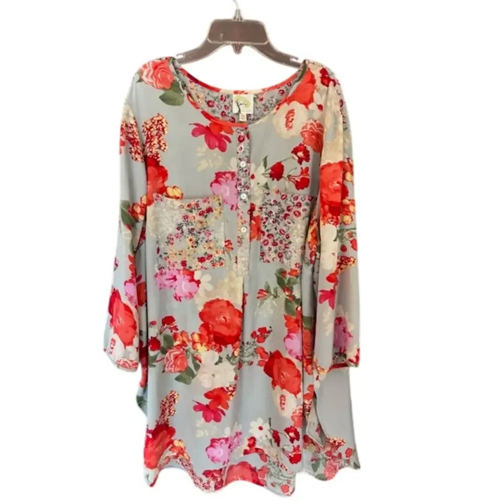 Anthropologie Fig‎ and Flower Floral Blouse | Women's Size 2X - Picture 3 of 8